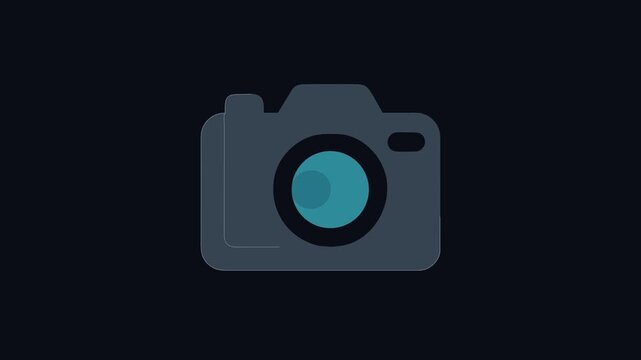 Isolated dark blue camera on black background illustration flat