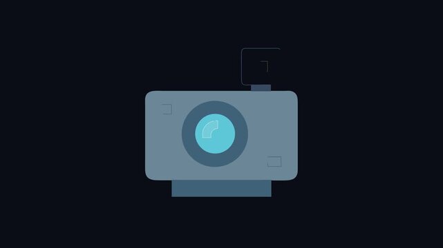 Stylized vintage camera with flash illustration in flat design