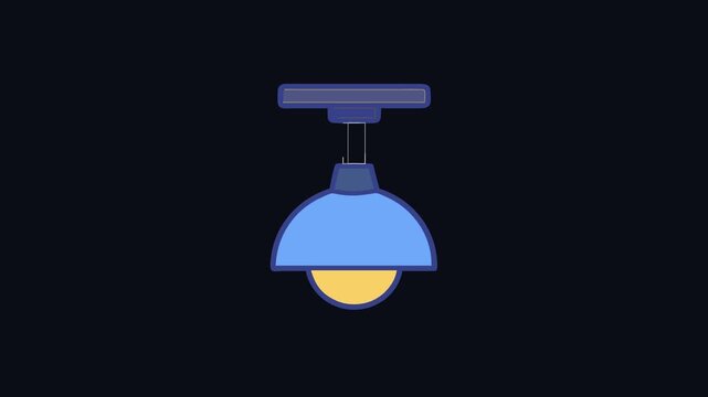 Stylized blue ceiling light fixture isolated on black background
