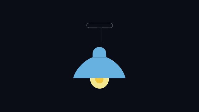 Minimalist ceiling light fixture icon with blue shade