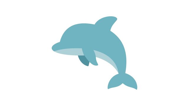 Cute Animated Blue Dolphin Flat Vector Ocean Animal Icon Motion Graphic