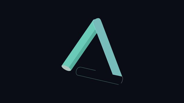 Impossible Penrose Triangle in Pastel Teal on Black Background