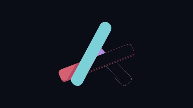 Minimalist illustration of crossed popsicle sticks on a black backdrop