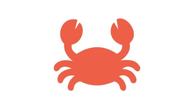 Cute Animated Red Crab Flat Vector Marine Animal Icon Motion Graphic