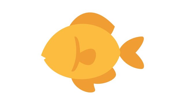 Cute Animated Yellow Fish Flat Vector Marine Animal Icon Motion Graphic