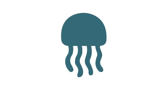 Cute Animated Jellyfish Flat Vector Ocean Animal Icon Motion Graphic