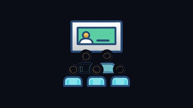 Digital icon depicting an online seminar with attendees