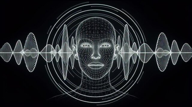 Digital face with sound waves technology.