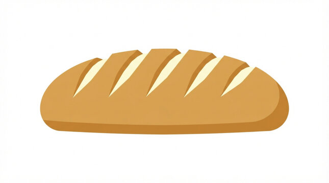 Flat design golden brown bread loaf vector icon representing modern local bakery shop ordering and grocery delivery mobile application symbol