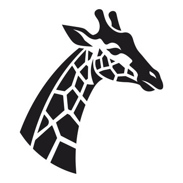 Black silhouette of a giraffe head and neck profile view icon