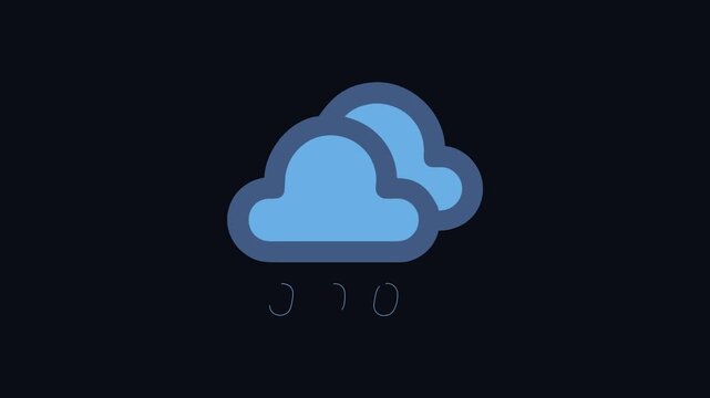 Cartoon clouds with rain drops on a black background