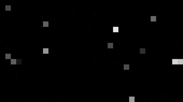 Scattered White and Gray Squares on a Black Background