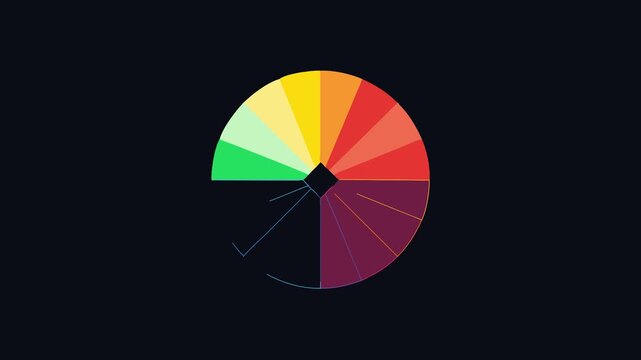Colorful segmented circle flat design on a black background