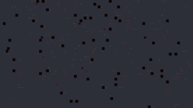 Dark gray background with scattered multicolored pixels creating digital noise pattern