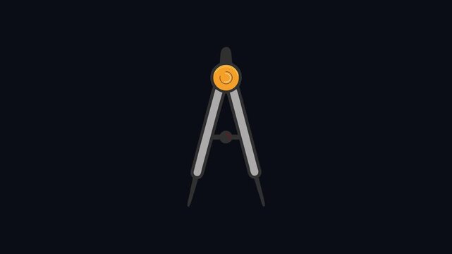 Geometric compass drawing tool on black background illustration