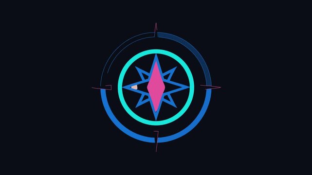 Modern stylized compass icon with colorful geometrical design elements