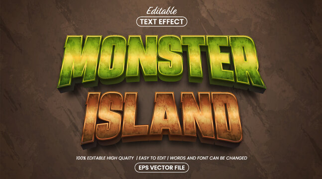 Editable 3D Monster Island Text Effect Template with Adventure Gaming Typography