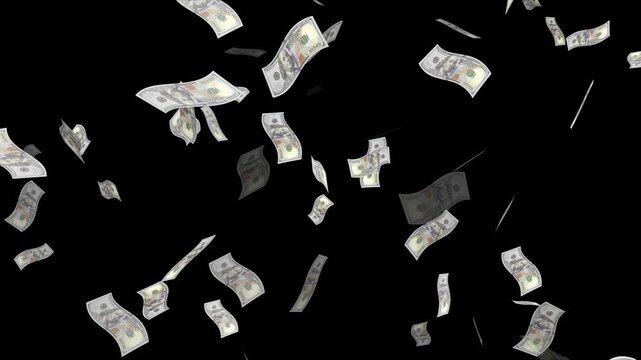  Money rain loop One hundred dollar, Dollars bills falling down animation. Money explosion currency dollar bills falling. Dollar notes flying free motion. Close up money falling from the dark sky.