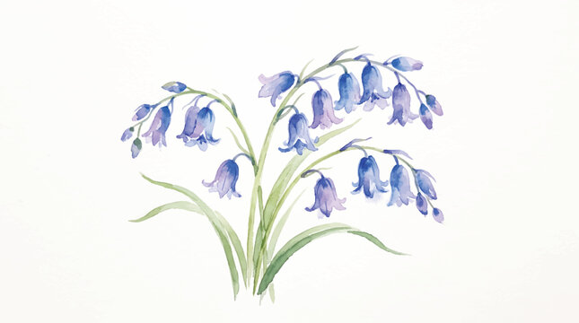 A watercolor painting of bluebells flowers.