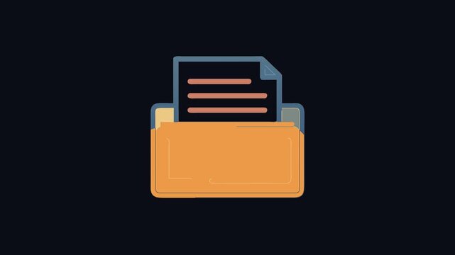 Folder with document flat icon, paperwork management concept
