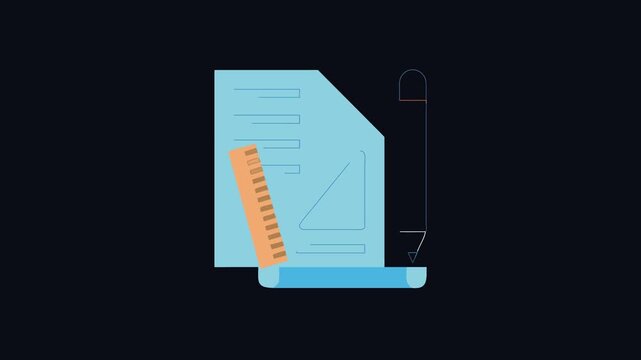 Flat design illustration of architecture or engineering document