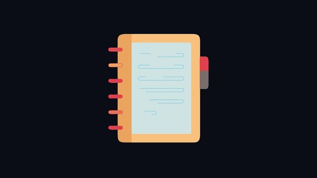 Icon style notebook with lined paper and divider tabs