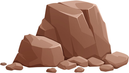 Large Brown Cartoon Rock Boulders for Game Design and Landscape Environment Illustration © andika96