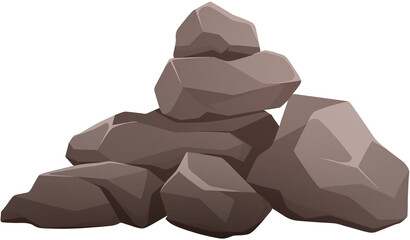 Heap of Brown Natural Mountain Rocks and Boulders for Outdoor Landscape Illustration © andika96