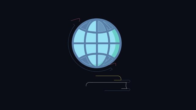 World Globe on Book Flat motion Graphic Icon