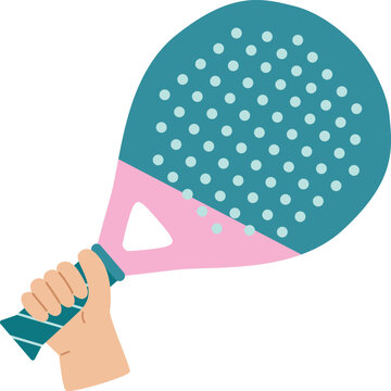 Holding Racket Padel Sport Equipment Vector Illustration