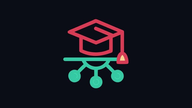 Education network motion with graduation cap symbol concept