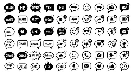 Speech Bubbles Icons Set: Communication, Emotions, Social Media, Chat, Messages © Bris