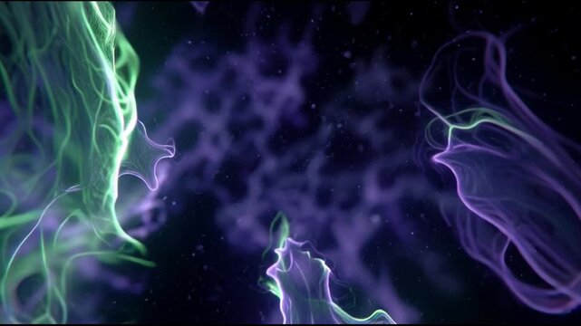 Neon Green Purple Smoke Background.