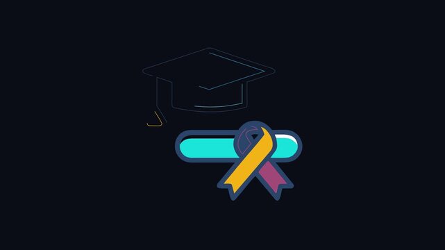 Graduation cap and diploma with awareness ribbon illustration