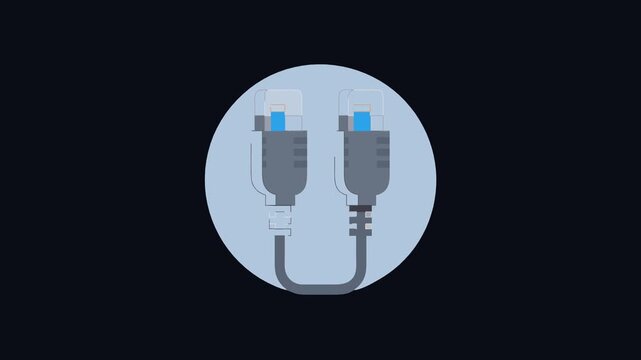 Dual network cables connection illustration on light blue background