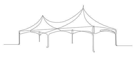Continuous line art of a large event tent canopy © Md