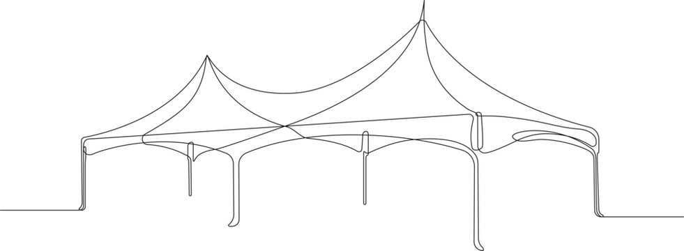 Continuous line art of a large event tent canopy