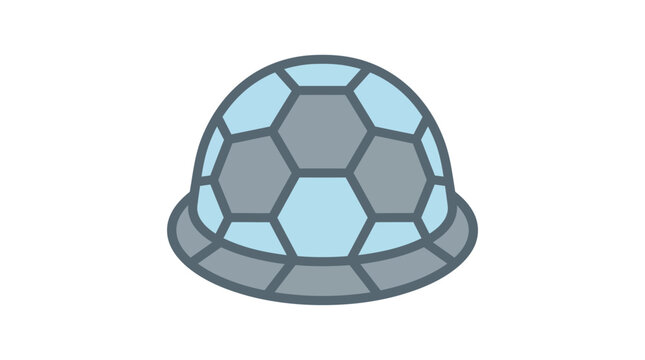 Stylized turtle shell with hexagonal pattern in blue and grey.