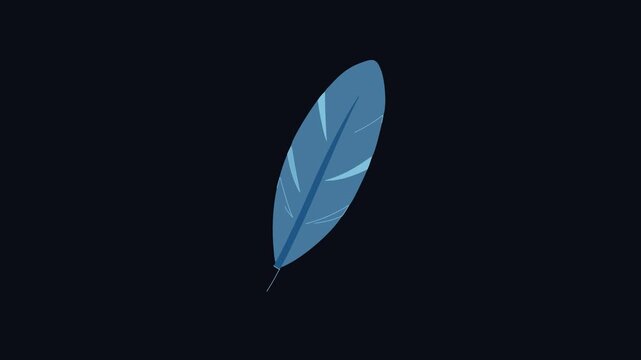 Stylized blue feather illustration on a black background