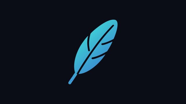 Isolated gradient feather illustration in blue tones on black
