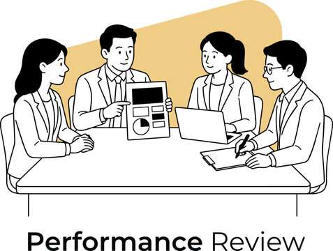 Meeting and Collaboration Performance Review Minimalist Vector Illustration