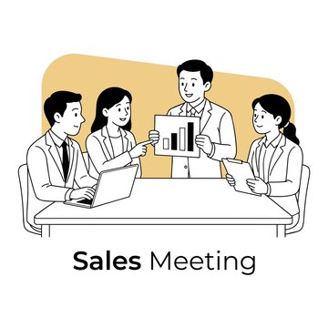 Meeting and Collaboration Sales Meeting Minimalist Vector Illustration