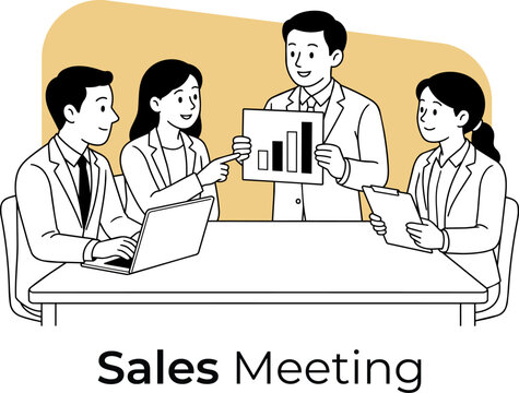 Meeting and Collaboration Sales Meeting Minimalist Vector Illustration