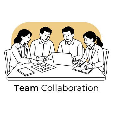 Meeting and Collaboration Team Collaboration Minimalist Vector Illustration