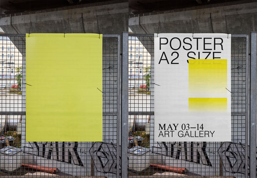Mockup Of Customizable A2 Poster On Fence