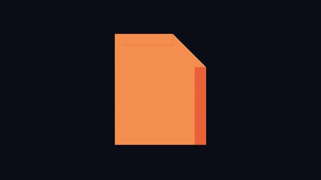 Orange paper sheet with folded corner on black background