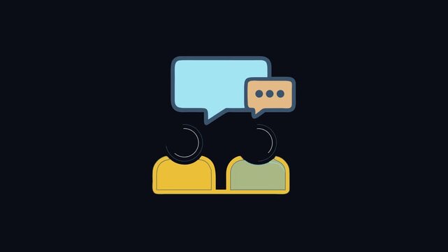 People talking graphic representation with speech bubbles above heads