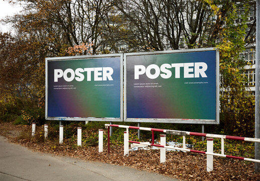 Mockup Of Two Customized Billboard