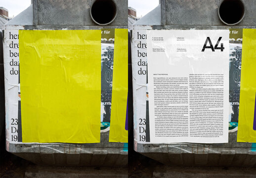 Mockup Of Customizable A4 Poster On Wall