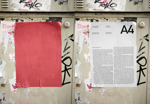 Mockup Of Customized A4 Poster On Wall